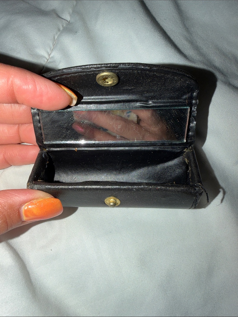 Black Lipstick Tube Holder w Mirror Vanity Stash Container